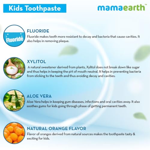 Image of Mamaearth Awesome Orange Toothpaste For Kids With Fluoride - 50 g (Pack of 2) | Sulfate Free | Cleanses Teeth | Provides Healthy Teeth & Gums