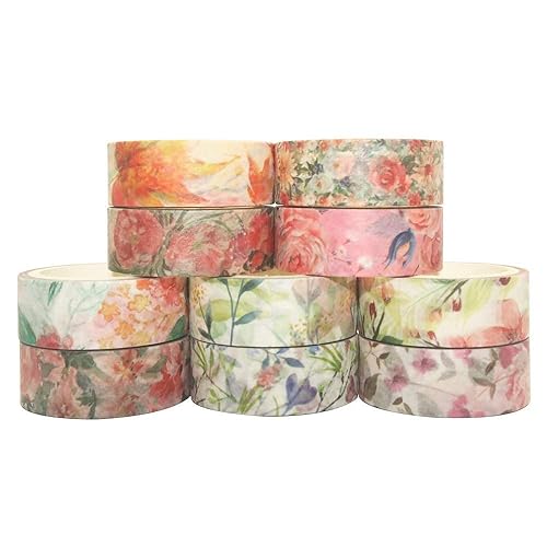 Miniatura 4 de YUBBAEX 20 rollos de flores de primavera Washi Tape Set de cintas decorativas de enmascaramiento