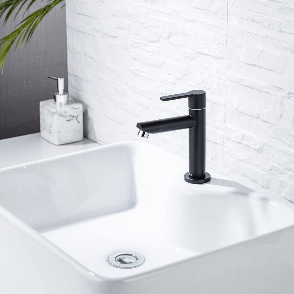 Cold Water Only Faucet | Matte Black, Lever & Cross Handle - View #10