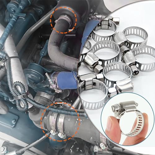 Image of Dianrui 222 PCS Hose Clamp Assortment 1 /4 inch-2-3 / /4 inch(6-70mm) 304 Stainless Steel Hose Clamp Kit, Worm Gear Hose Clamps Heavy Duty for Plumbing /Tube /Automotive /Marine with Screwdrivers-10 Size