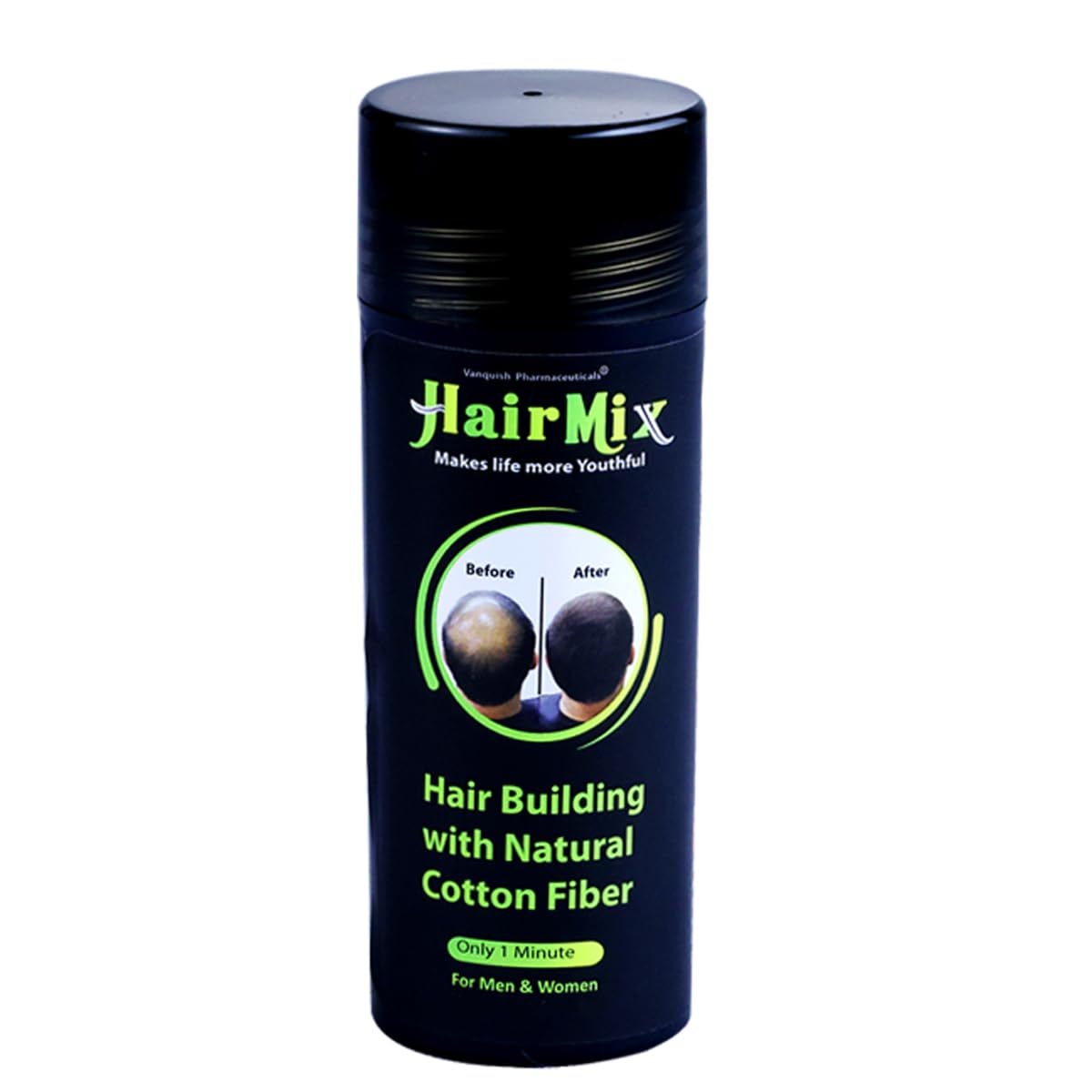 HairMix Hair Building With Natural Cotton Fiber - Black- Pack of 1_ 25g Hair loss Concealer for Men and Women, Instant Hair Thickener for thinning hair.-image-8