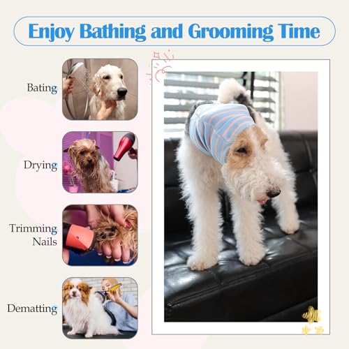 Image of Nanaki Calming Hoodie Dog Grooming Ear Cover Anxiety Relief-No Shake Dog Ear Wrap Hematoma, Striped Head Wrap Snoods for Noise Protection, Bath, Fireworks, Thunderstorm, Blow Drying, Warm-Keeping