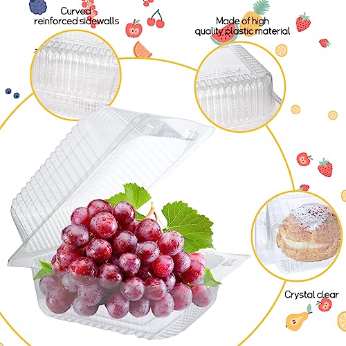 Jizvxe DGFN 200 Pcs Clear Plastic Take Out Containers,Disposable Fancy Hinged Top Square Clamshell Food Boxes,Cake Slice Containers Clamshell Takeout Tray thumb #2