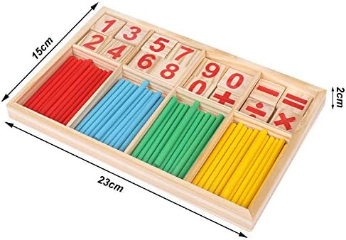 Camelize Wood Toy Counting Rods Mathematical Intelligence Sticks Wooden Number Cards Building Blocks gift for Kids Preschool Educational Toys(Colorful)