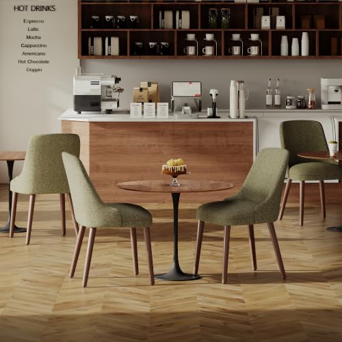 Image of MALOL Dining Room Chair Set of 4, Upholstered Kitchen Chairs with Wood Legs, High-Back Padded Dining Chairs for Dining Room /Restaurant /Cafe, Green