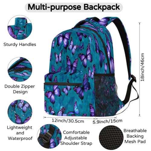 Sac à dos imprimé papillon grand format pour ordinateur et loisirs - 2