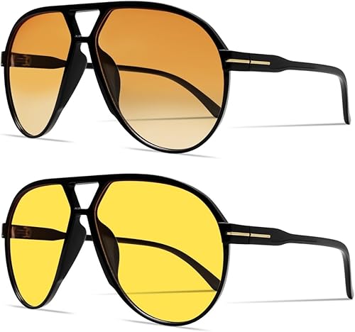 Lentes de sol estilo aviador retro para mujeres y hombres, de gran tamaño, clásicos de los años 70, vintage, a la moda, sin enredos, cuadrados, de