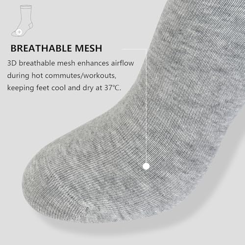 Men's 98% Cotton Crew Socks Cushioned Dress Casual Running Socks, Moisture Wicking Breathable Athletic 6Pack3