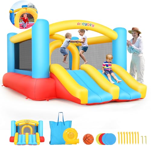 Dual Lane Bounce House Slide Combo for Kids–12'x8.8' Bouncy Castl...