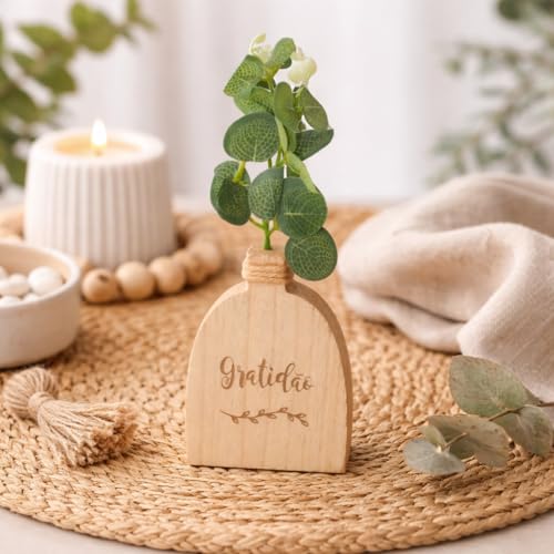 Image of CraftVatika Set of 1 Wooden Decoratve Showpiece for Home Decor Living Room Artificial Faux Flower Holder Wall Shelf Corner Tabletop Birthday Housewarming for Man Woman Aesthetic Dcor
