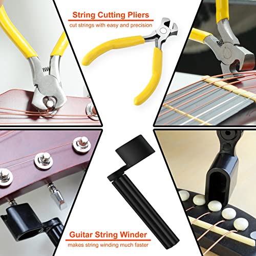 79Pcs Guitar Tool Kit, Guitar Accessories Guitar Repair Kit With Carry Bag, Guitar Maintenance Kit With Guitar Strings Picks Bridge Pins Gauge, Muzpz Guitar Setup Kit Guitar Gifts For Men #TOP3