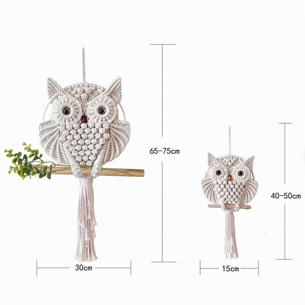 2 Piezas de Macramé de Búho Para Colgar en la Pared Tejida a Mano Adorno Bohemio Colgador de Arte de Pared Decoración del Hogar Oficina Sala de Estar Dormitorio Guardería Decoraciones Artesanales