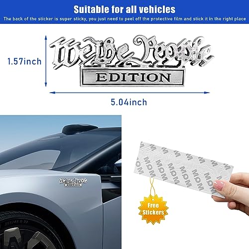 Image of Ziciner We The People Edition Emblem, 3D Metal Raised Car Fender Badge Decal with Strong Adhesive, Universal Combat Veteran Letters Sticker Replacement for Car (Silver&Black)