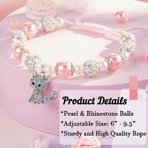 FYUKISS Cat Bracelet for Girls/Daughter/Granddaughter/Niece, Cat Charm Bracelet Jewelry for Birthday Mothers Day Graduation Gifts for Girls3