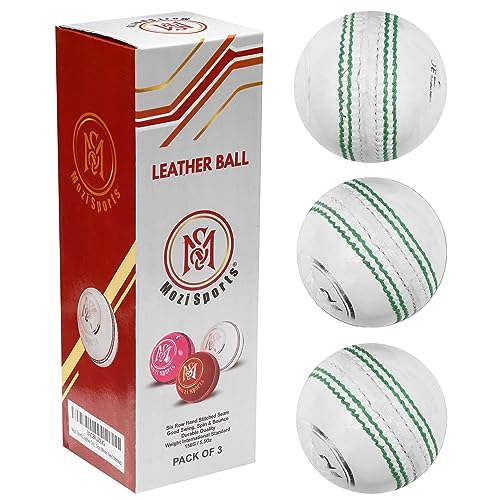 Junior Cricket Balls – 6er Pack, Leder, Handgenäht, 135g (4.75oz), Für Schule & Training