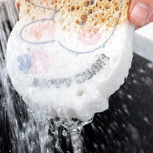 Image of Cleaning Sponges Scrubbing Sponges Kitchen Dish Scrubber + Non-Scratch Cleaning Sponges Kitchen, Bathroom Expanding Sponge Dual-Sided Dish Sponges for Scrubbing 2 Count (Yellow-Pizza-2pcs)