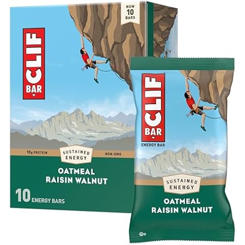 Clif Bar - Oatmeal Raisin Walnut - Made with Organic Oats - 10g Protein - Non-GMO - Plant Based - Energy Bars - 2.4 oz. (10 Pack) Cover