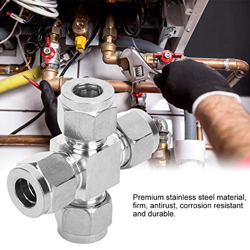 Conector de tubo de 4 vías de acero inoxidable para tubería de agua 8