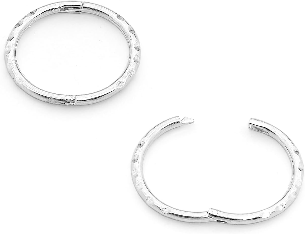 365 SLEEPERS 925 Solid Sterling Silver Australian Made 8mm - 14mm Faceted Hinged Sleeper Earrings Nose Lip Septum Tragus Hoop Segment Ring Nickel Free Hypoallergenic