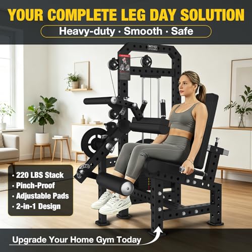 Image of Commercial-Grade Strength Exercise Equipment with 220lb Weight Stack, 3 inchx3 inch 12-Gauge Steel Tubing for Home & Gym, Multi-Function Trainer Machine for Strength Training & Body Building