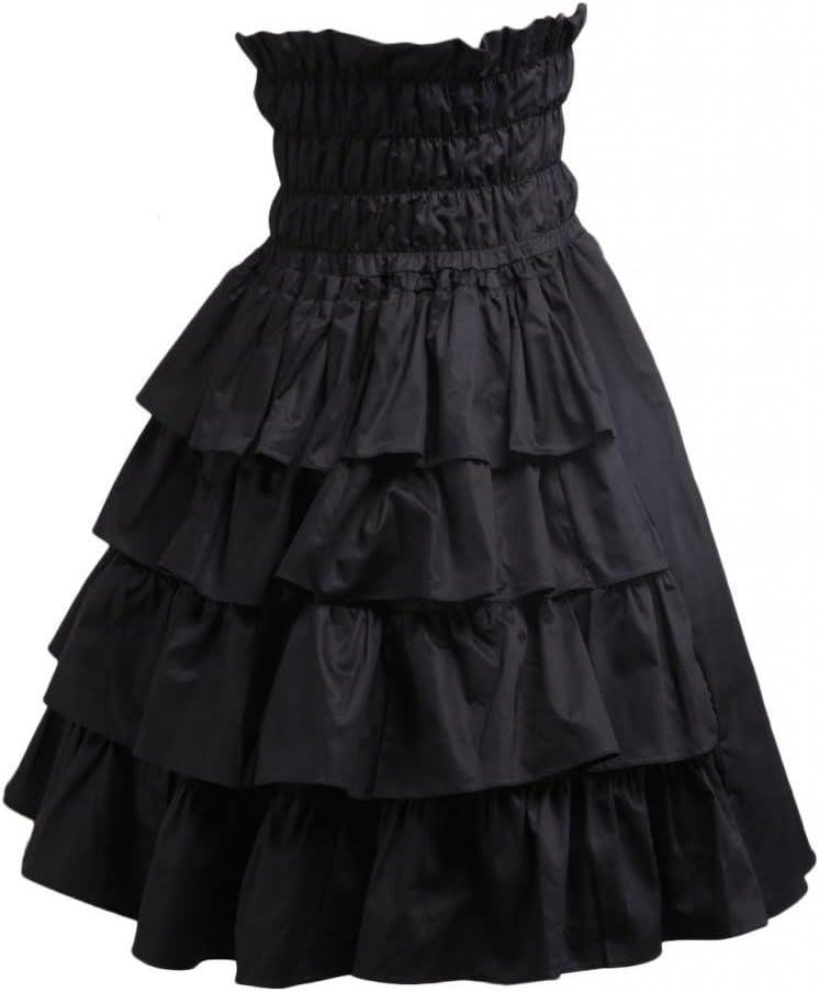 Hugme Classic Cotton Black Ruffle Lolita Skirt