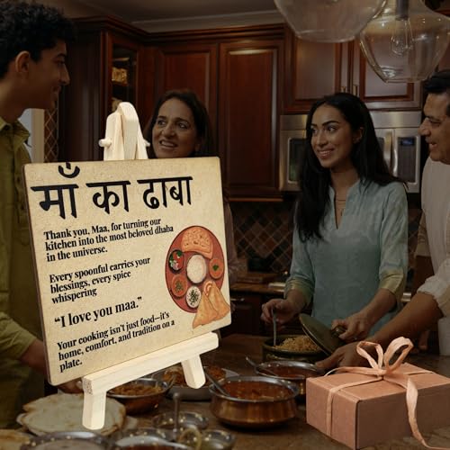 tinydabba Wooden “Maa ka Dhaba” Desk Plaque with Easel by tinydabba - 4