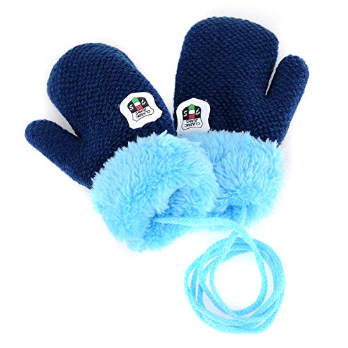 MarJunSep 4-Pack Winter Warm Fuzzy Fleece Baby Mitten Gloves Full Fingers with String for Infant Toddler Girls Boys 6 Months - 3 Years B-Pack2