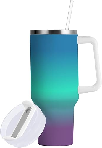 Miniatura 17 de JUNZAN Botellas de agua góticas moradas negras, reutilizables, de acero inoxidable, 40 onzas, botella de agua grande a prueba de fugas y popote para