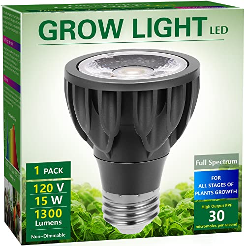 Briignite Grow Light Bulbs,15W Plant Light Bulb, High PPFD, PAR20 Full