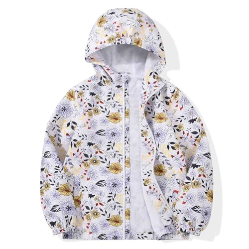 Image of SUNDAY ROSE Girls Windbreaker Jackets Lightweight Water Resistant Coat Outwear with Hooded for Kids