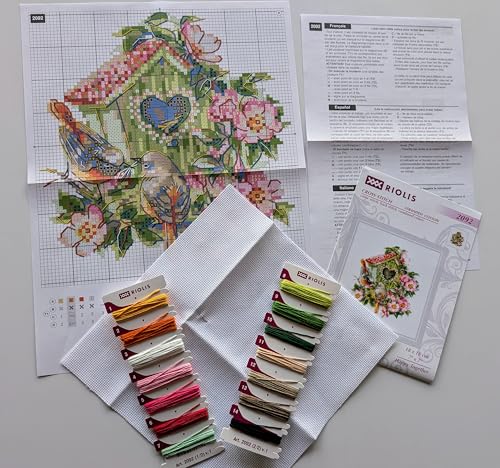 Image of RIOLIS Happy Together 2092, Valentine Cross Stitch Kits 7 inchx7 inch, Cross Stitch for Beginners & Advanced, Crossstitch for Adults, Counted Stitching Kits, Valentine Embroidery Kit