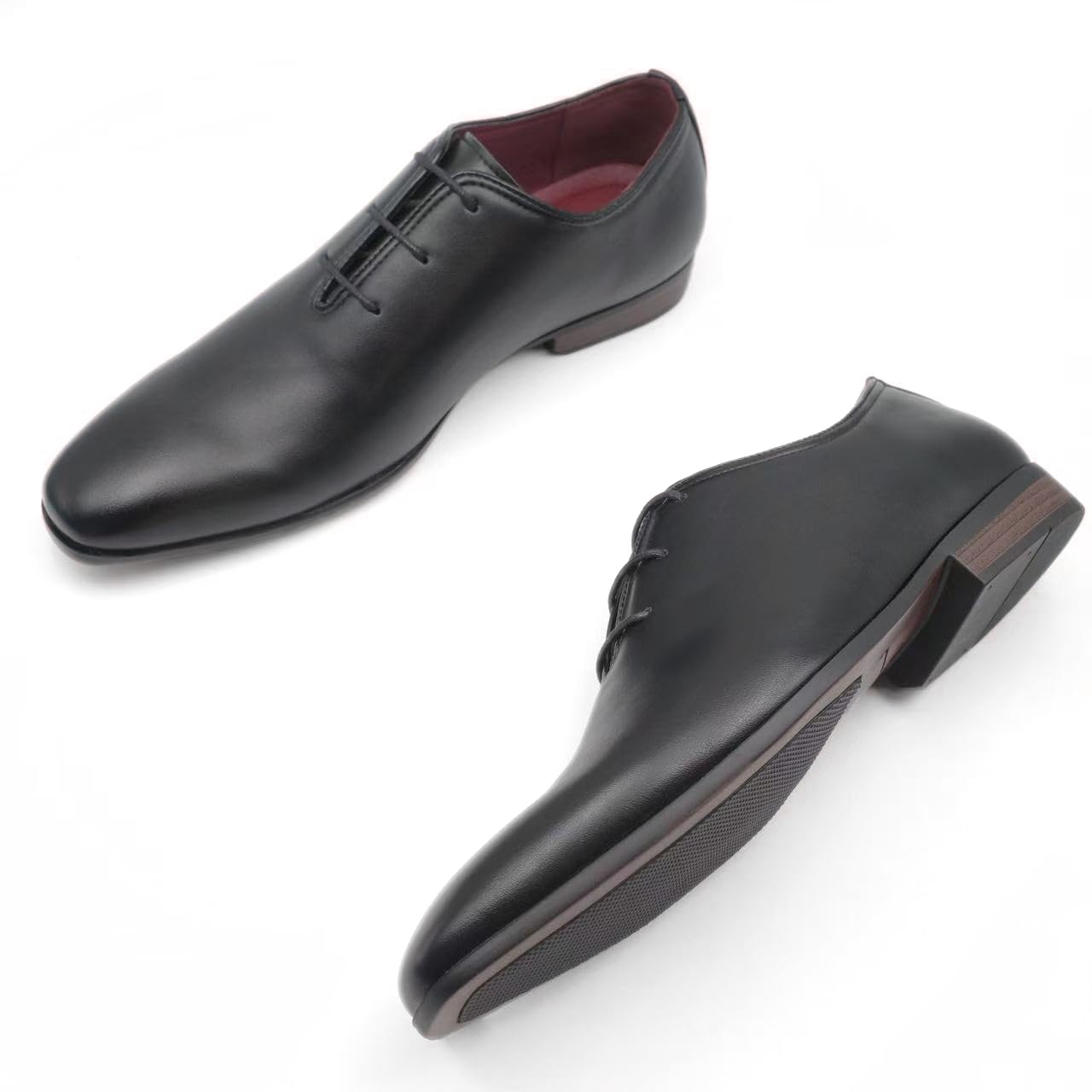 Finishing & Sewing Chaussures d'affaires à lacets pour homme, marron, en cuir, chaussures Oxford classiques, chaussures formelles pour homme