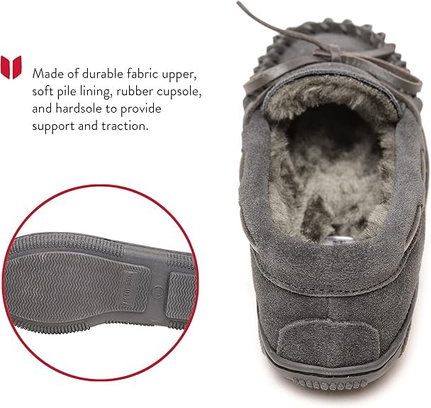 Minnetonka Kids Pile Lined Hardsole Moccasin, Charcoal, Size 12 Little Kid3