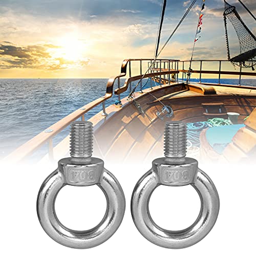 Image of M20 Stainless Steel Eye Bolt, 2Pcs Heavy Duty Lifting Ring Screws, Marine Grade 316 Shoulder Eye Bolts with Nuts, for Lifting Rigging Marine Hardware Pulley Bracket