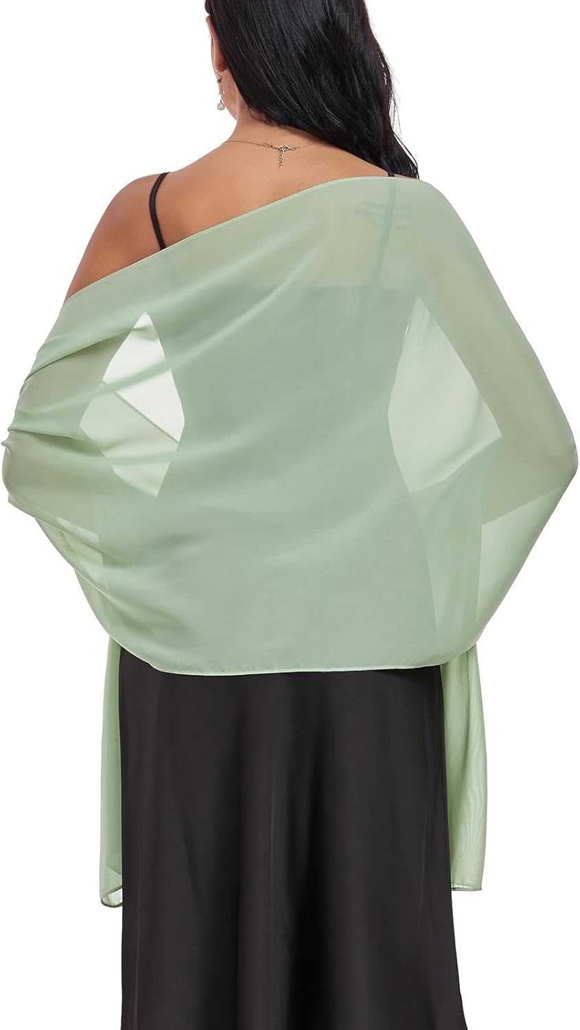 Shawls and Wraps Soft Chiffon Scarve Scarf For Evening Party Dresses Wedding Stole Light Green One Size