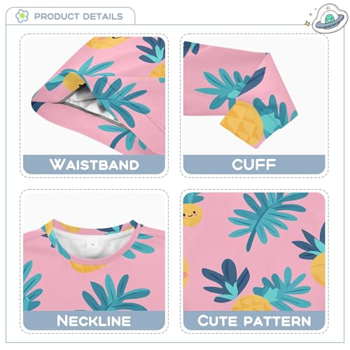 JUNZAN Cute Cartoon Pineapples Pink Big Girls Hooded Sweatshirt Long Sleeve Kids Hoodies Boys Party 4T3