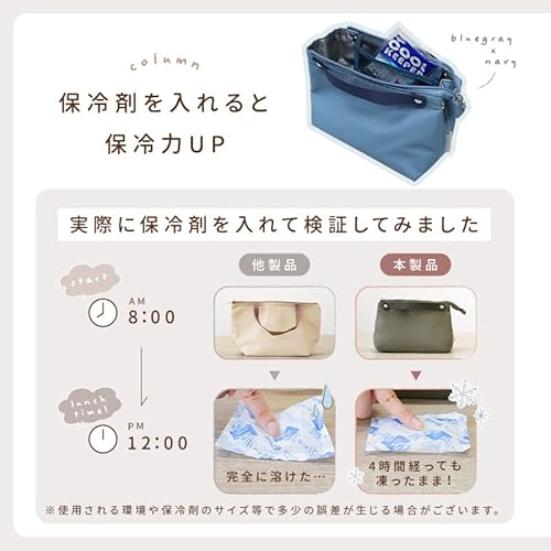tecopeco ランチバッグ 保冷 小さめ【保冷力◎撥水生地//夏・梅雨も温度キープ】 お弁当 保冷バッグ おしゃれ 保冷剤用ポケット付き大人 子供 通勤 通学 お弁当袋 シンプル かわいい ニュアンスカラー の商品画像 4