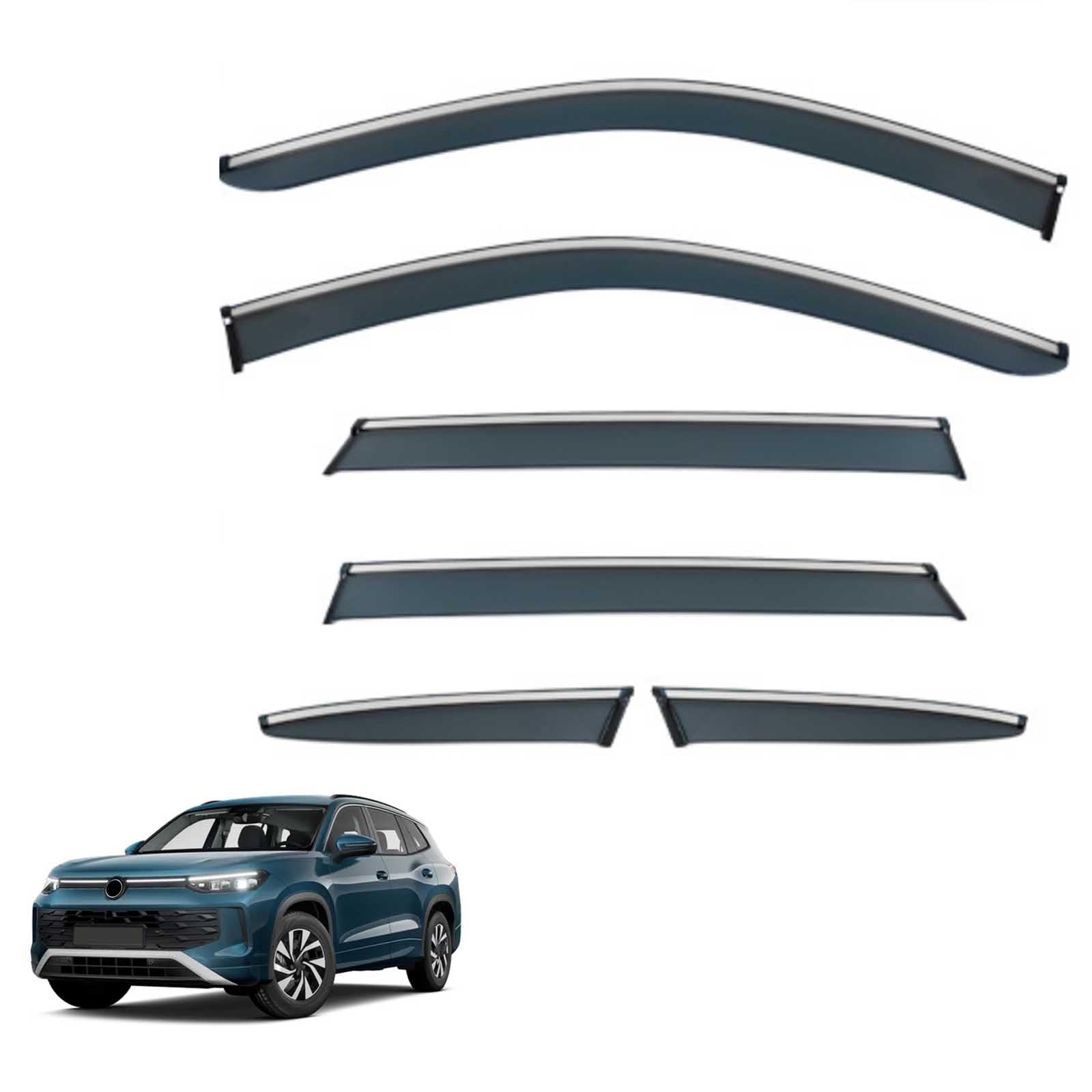 Car Wind Deflectors for Volkswagen Tayron L MK1 2025, Rain Guards Shatterproof Sun Visor Rain Deflector Shield for Cars Weather Protection,6 PCS