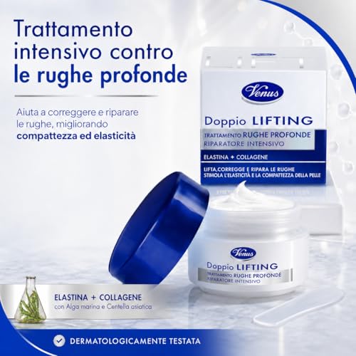 Venus - TRATTAMENTO RUGHE PROFONDE DOPPIO LIFTING ELASTINA E COLLAGENE + Crema viso 50 ml unisex - 2