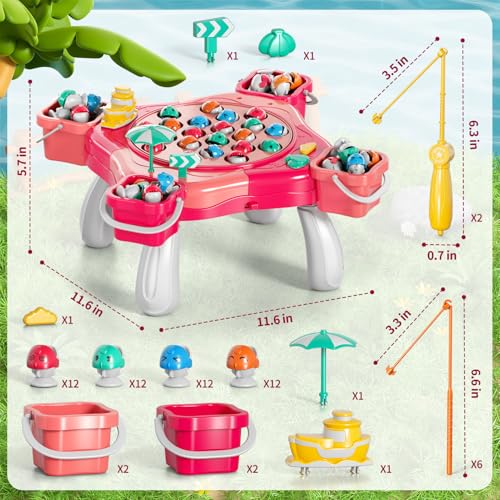 Magnetic Fishing Game for Kids Toddlers 3-5, 70 pcs Fishing Toys for Kids Toddlers 3-5, Fishing Table Toys Board Game Birthday Gifts for 3 4 5 6 7 8 Years Old Kids Toddlers - Thumbnail 6