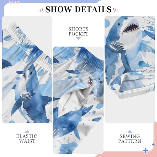 Shark Blue Color Pajamas Bottoms with Pockets Comfy Pjs Sleepwear Elastic Waistband Pajamas Pants Lounge Pants for 6-14 Years4