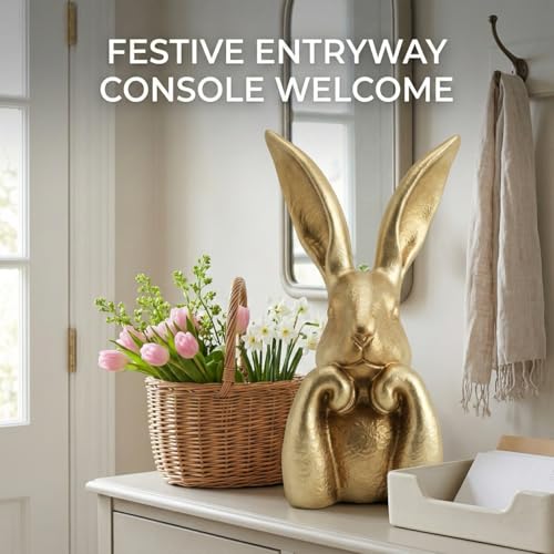 Figura Decorativa Conejo Dorado para Hogar miniatura 6