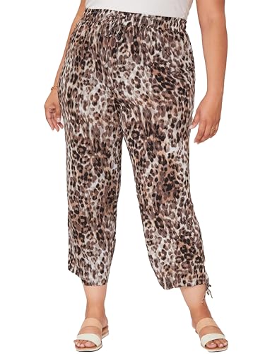 Royalty For Me Women´s Plus Elastic Waist Flood with Drawstring Hem, Animal, 3X