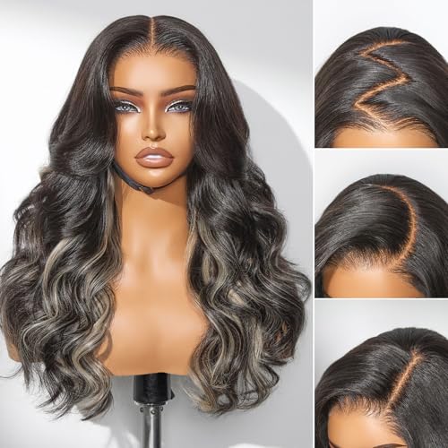 Image of LUVME HAIR 7x6 HD Lace All-Day Comfort Wig 200% Density Hair PartingMax Lace Wigs Mix Blonde Highlight Color Loose Body Wave Lace Front Wigs Human Hair Pre Cut Plucked Lace Frontal Glueless 24 Inches