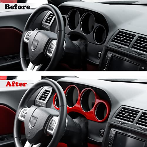 Cherocar For Dodge Challenger Dashboard Cover Dash Board Panel Trim Frame Interior Accessories For 2009-2014 Dodge Challenger (Red) #TOP1