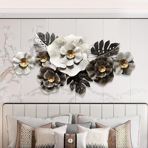 Sculptures murales en métal de prestige avec finitions fleurs et feuilles 3D