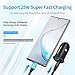 Cluvox USB C Fast Car Charger, 25W PD&QC 3.0 Dual Port Compatible for iPhone 15 Pro Max/Samsung Galaxy S23/S22/S21/S20/Plus/Ultra/Note 20/10 Mini All Metal Flush Fit Car Adapter with 3.3ft Type C Cord