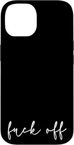 Miniatura 4 de Funda negra cursiva para iPhone 13 Pro Fuck Off con marco dorado bohemio