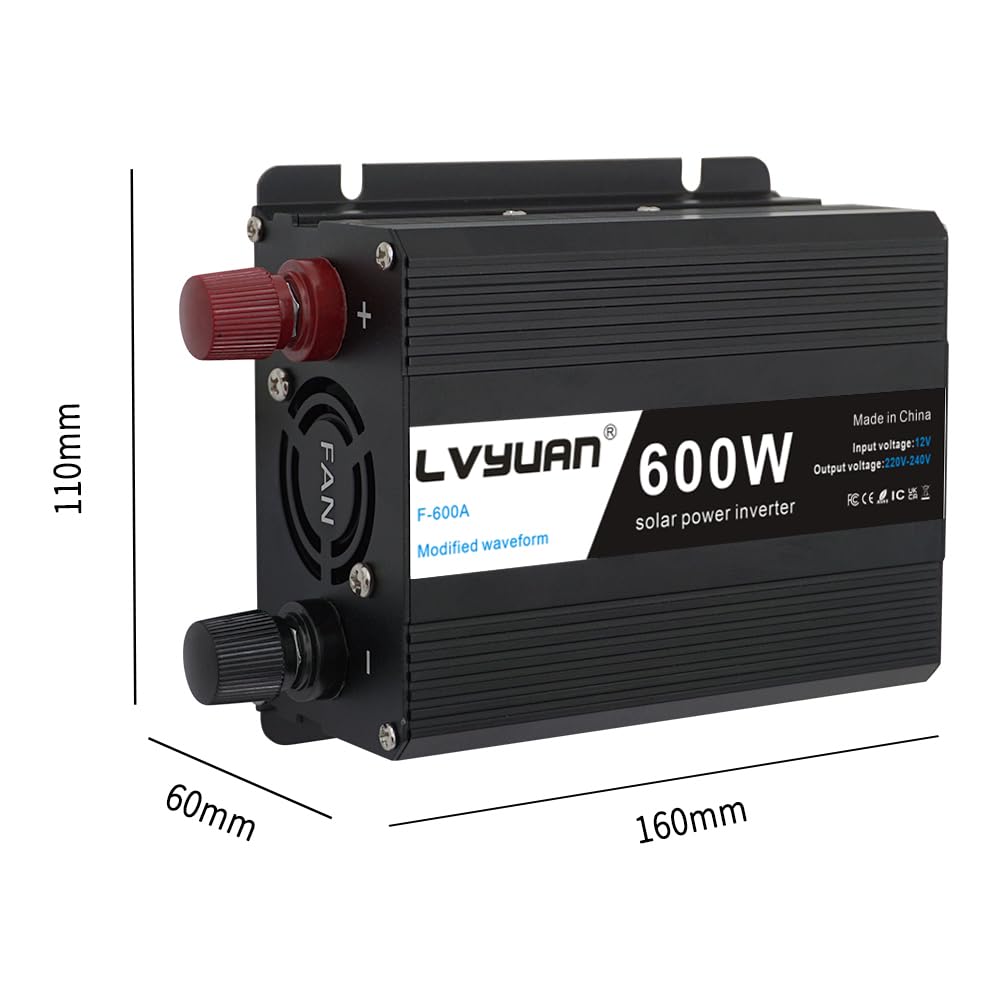 Inversor de corriente de 600 W CC 12 V a CA 230 V 240 V 3 en 1 cargador de coche encendedor de cigarrillos + enchufe de CA + dos puertos de carga USB convertidor de voltaje