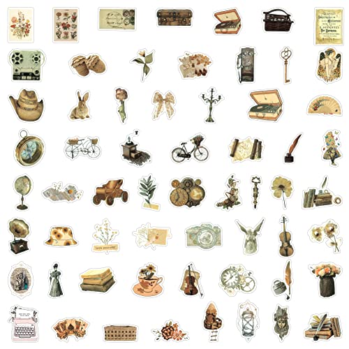 IKACEUO 115 Stück Vintage Stickers, Scrapbook Zubehör Aufkleber, Wasserfeste Vinyl VSCO Retro Blumen Stickers für Notizbuch Fotoalbum DIY Dekoration - Image 4